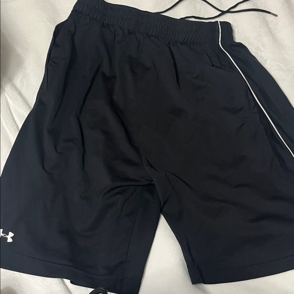 Under Armour Men's Black Shorts with White Trim